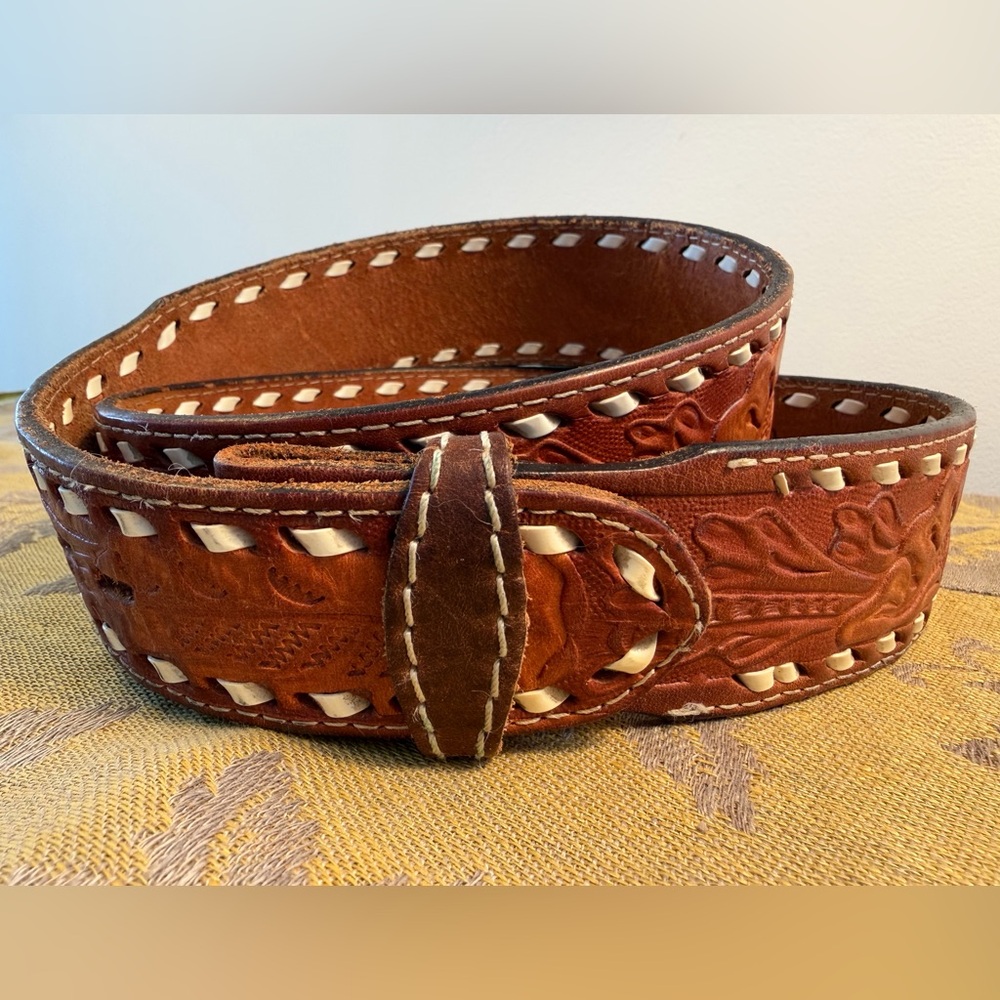Custom Tooled Leather Belt Canada No Buckle Included